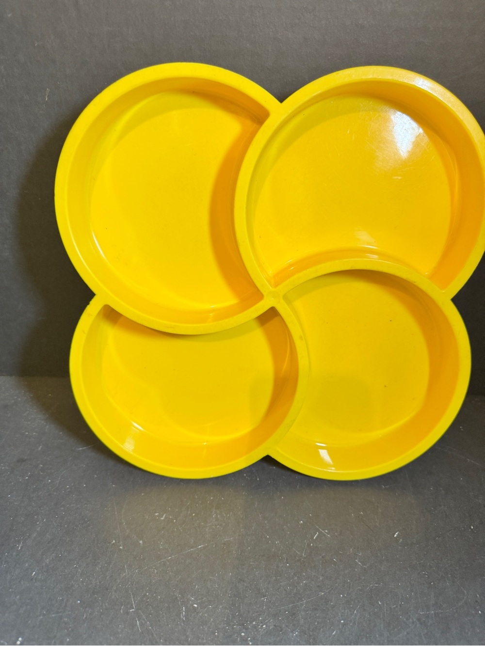 Yellow 4-Section Party Snack Tray - Bright Serving Platter [0432]